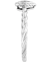 Effy Diamond Pave Heart Rope Ring (1/20 ct. t.w.) in Sterling Silver