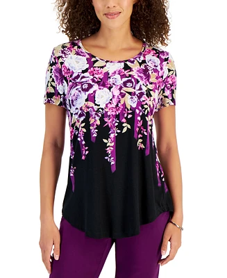 Jm Collection Petite Floral-Print Top, Created for Macy's