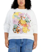 Disney Trendy Plus Size Floral Pooh Graphic Sweatshirt