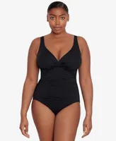 Lauren Ralph Beach Club Solid Twist One-Piece Swimsuit