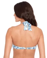 Lauren Ralph Women's Printed Tie-Front Bikini Top
