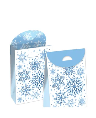 Blue Snowflakes Winter Holiday Gift Favor Bags - Party Goodie Boxes - Set of 12
