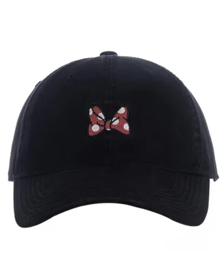 Concept One Disney's Minnie Mouse Bows Embroidered Cotton Adjustable Dad Hat with Curved Brim