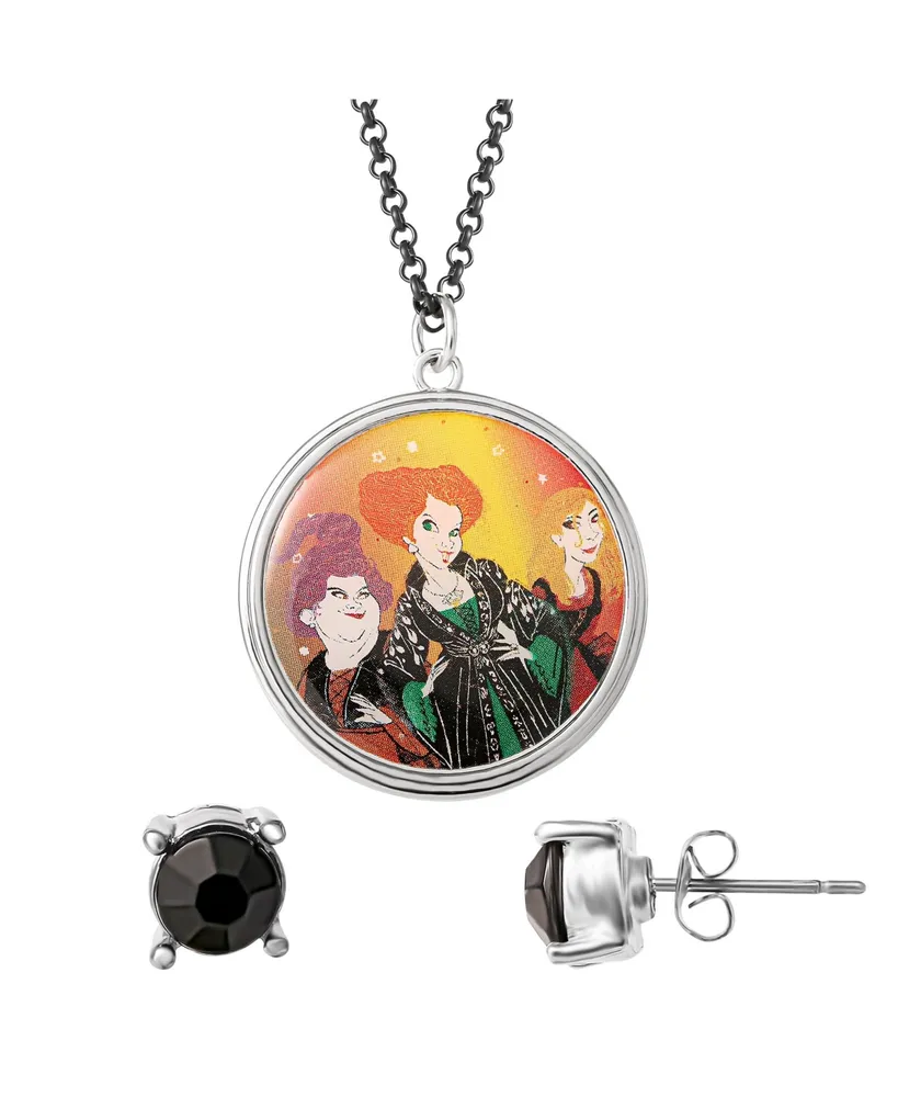Disney Hocus Pocus Womens Costume Earrings and Necklace Set - Hocus Pocus Necklace with Black studs