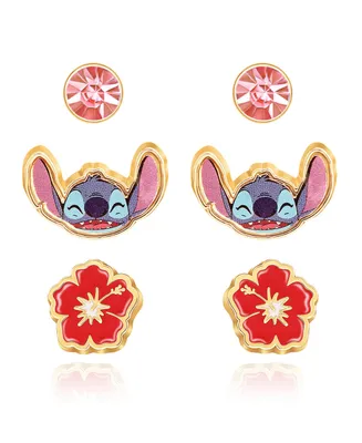 Disney Lilo & Stitch Stud Earrings - Set of 3, Officially Licensed
