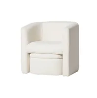 Sherpa Barrel Chair with Storage Ottoman Set