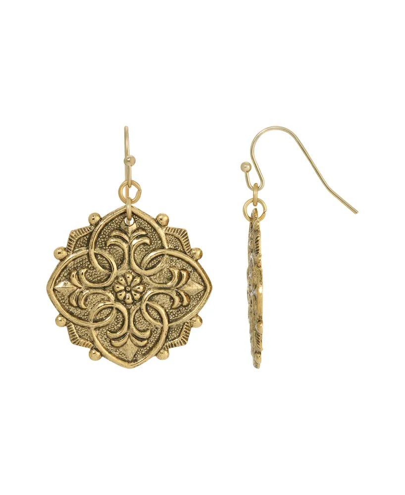 2028 Gold-Tone Textured Drop Earrings