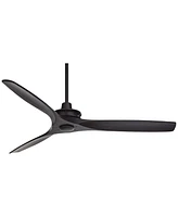 52" Windspun Modern Indoor 3 Ceiling Fan with Remote Control Matte Black Solid Wood for Living Room Kitchen House Bedroom Family Dining Home Office