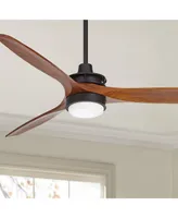 52" Windspun Rustic Farmhouse 3 Blade Indoor Ceiling Fan with Dimmable Led Light Remote Control Matte Black Walnut Solid for Living Kitchen House Bedr