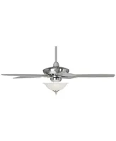 52" Journey Modern Indoor Ceiling Fan with Led Light Remote Control Brushed Nickel Alabaster Glass Dimmable for Living Room Kitchen Bedroom Kids Room