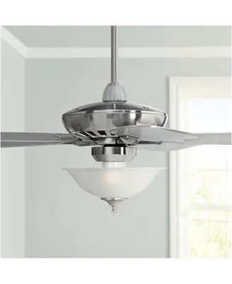 52" Journey Modern Indoor Ceiling Fan with Led Light Remote Control Brushed Nickel Alabaster Glass Dimmable for Living Room Kitchen Bedroom Kids Room