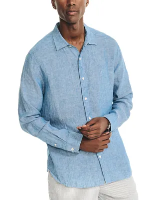 Nautica Men's Classic-Fit Long-Sleeve Button-Up Solid Linen Shirt