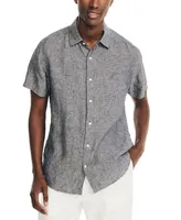 Nautica Men's Classic-Fit Solid Linen Short-Sleeve Shirt