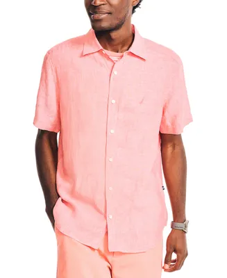 Nautica Men's Classic-Fit Solid Linen Short-Sleeve Shirt