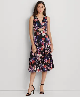 Lauren Ralph Women's Floral Twist-Front Mousseline Dress