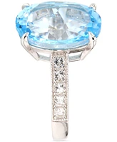 Gemstone & White Topaz (1 ct. t.w. ) Oval Ring in Sterling Silver (Also in Gold-Plated Sterling Silver)