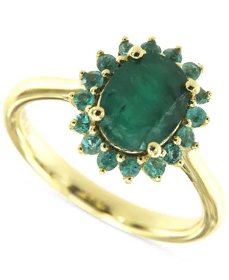 Emerald Halo Ring (3-5/8 ct. t.w.) Gold-Plated Sterling Silver (Also Ruby/Pink Sapphire)