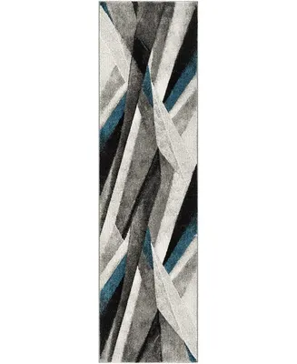 Safavieh Hollywood HLW710 Grey and Teal 2'3" x 12' Sisal Weave Runner Area Rug