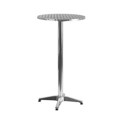 23.25" Round Aluminum Indoor-Outdoor Bar Height Table With Flip-Up Table