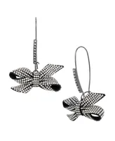 Betsey Johnson Faux Stone Pave Bow Dangle Earrings