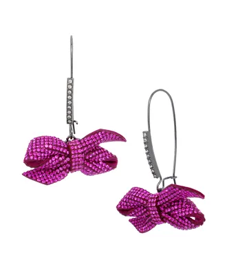 Betsey Johnson Faux Stone Pave Bow Dangle Earrings