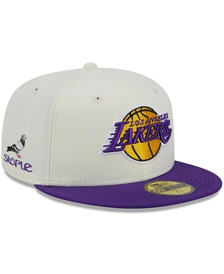 Men's New Era x Staple Cream, Purple Los Angeles Lakers Nba Two-Tone 59FIFTY Fitted Hat