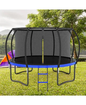 Simplie Fun 12FT Outdoor Big Trampoline With Inner Safety Enclosure Net, Ladder, Pvc Spring Cover Padding