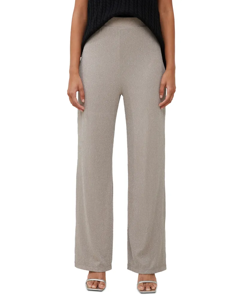 French Connection Women's Plisse Pull-On Glitter Pants