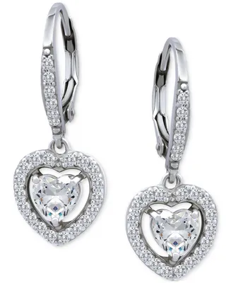 Giani Bernini Cubic Zirconia Leverback Heart Drop Earrings Sterling Silver, Created for Macy's