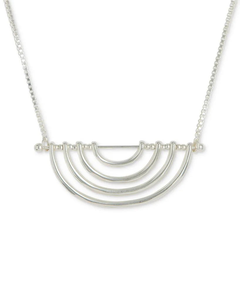Lucky Brand Silver-Tone Openwork Half-Circle Pendant Necklace, 17" + 3" extender