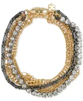 Lucky Brand Two-Tone Crystal & Chain Multi-Row Flex Bracelet