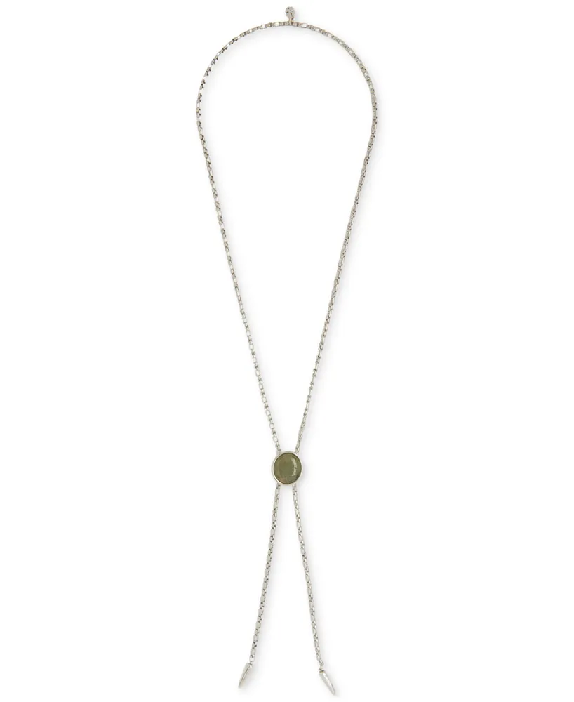 Lucky Brand Silver-Tone Gemstone 32-3/4" Adjustable Lariat Necklace