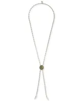 Lucky Brand Silver-Tone Gemstone 32-3/4" Adjustable Lariat Necklace
