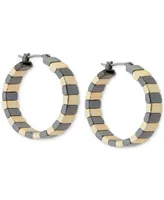 Lucky Brand Two-Tone Medium Chunky Bar Hoop Earrings