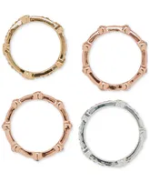 Lucky Brand Tri-Tone 4-Pc. Set Pave Thin Stack Rings