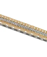 Lucky Brand Two-Tone Crystal & Chain Multi-Row Flex Bracelet