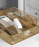 Martha Stewart Ryder Gold-Tone Mesh Metal 6 Compartment Large Desk Drawer Organizer for Accessories and Office Supplies