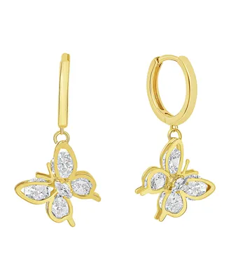 And Now This Cubic Zirconia Butterfly Drop Hoop Earring
