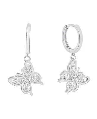 And Now This Cubic Zirconia Butterfly Drop Hoop Earring