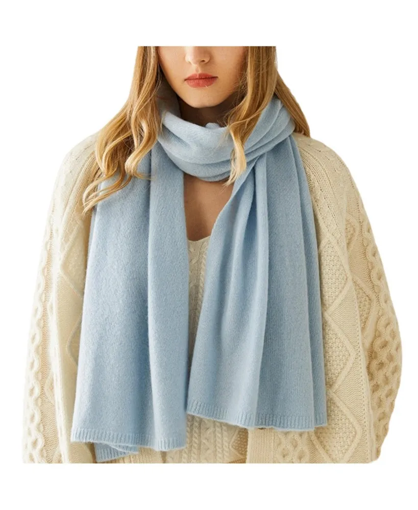 Luxuriously Soft Merino Colorblock Scarf - Blue/Yellow/Orange