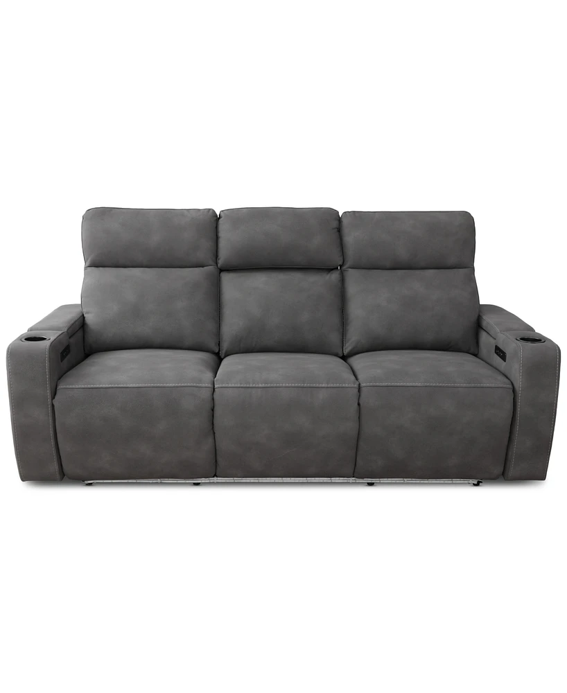 Greymel 84" Zero Gravity Fabric Sofa with Power Headrests, Created for Macy's