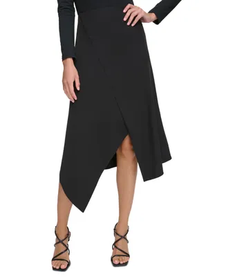 Dkny Petite Asymmetrical-Hem Midi Skirt