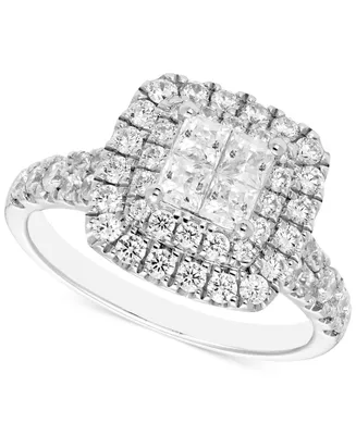 Diamond Princess Cluster Halo Ring (1-1/2 ct. t.w.) in 14k White Gold