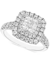 Diamond Princess Cluster Halo Ring (1-1/2 ct. t.w.) in 14k White Gold