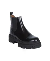 Chelsea Shinny Black Leather Boots By Urbnkicks