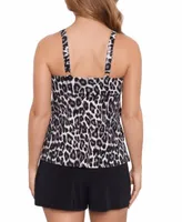 Swim Solutions Womens Printed Triple Tier Tankini Pull On Swim Shorts Created For Macys