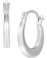 Polished Flat Huggie Extra Small Hoop Earrings in 14k White Gold, 1/2"