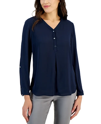 Jm Collection Women's Long Sleeve Utility Top, Created for Macy's