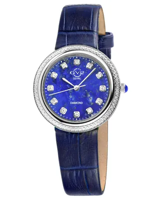GV2 by Gevril Women's Arezzo Blue Leather Watch 33mm