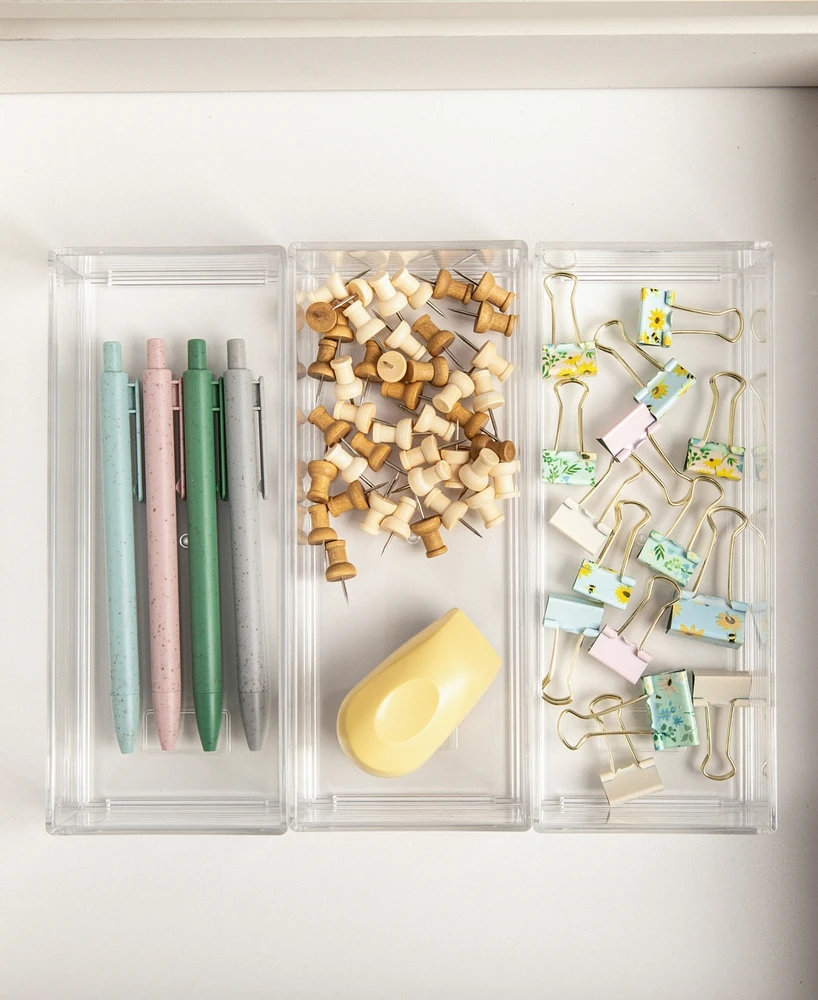 Martha Stewart Brody 3 Pack Stack and Slide Plastic Tray Office Desktop Organizer
